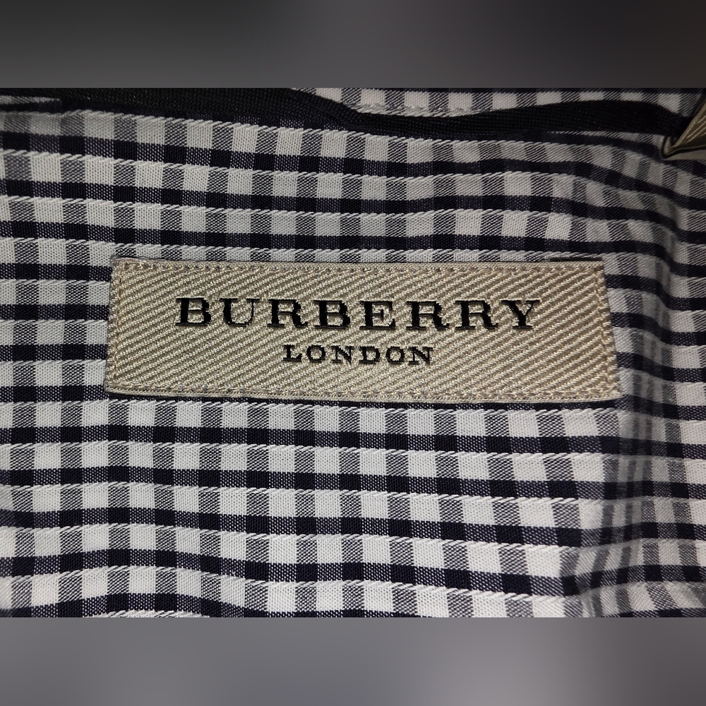 Burberry London Black & White Plaid Men's Shirt Slim Fit SIZE 15 1/2 39
